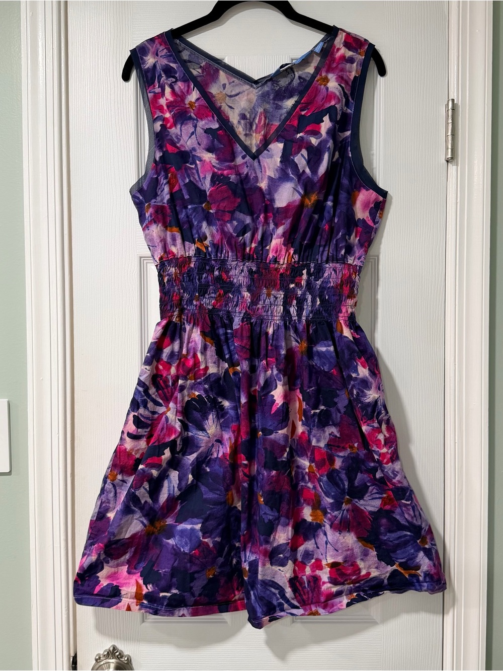 Floral Watercolor V-Neck Sleeveless Dress